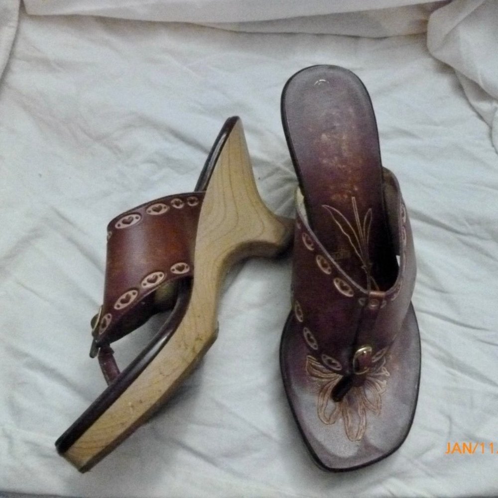Fiona Maroon Mule/Wedge Heels
